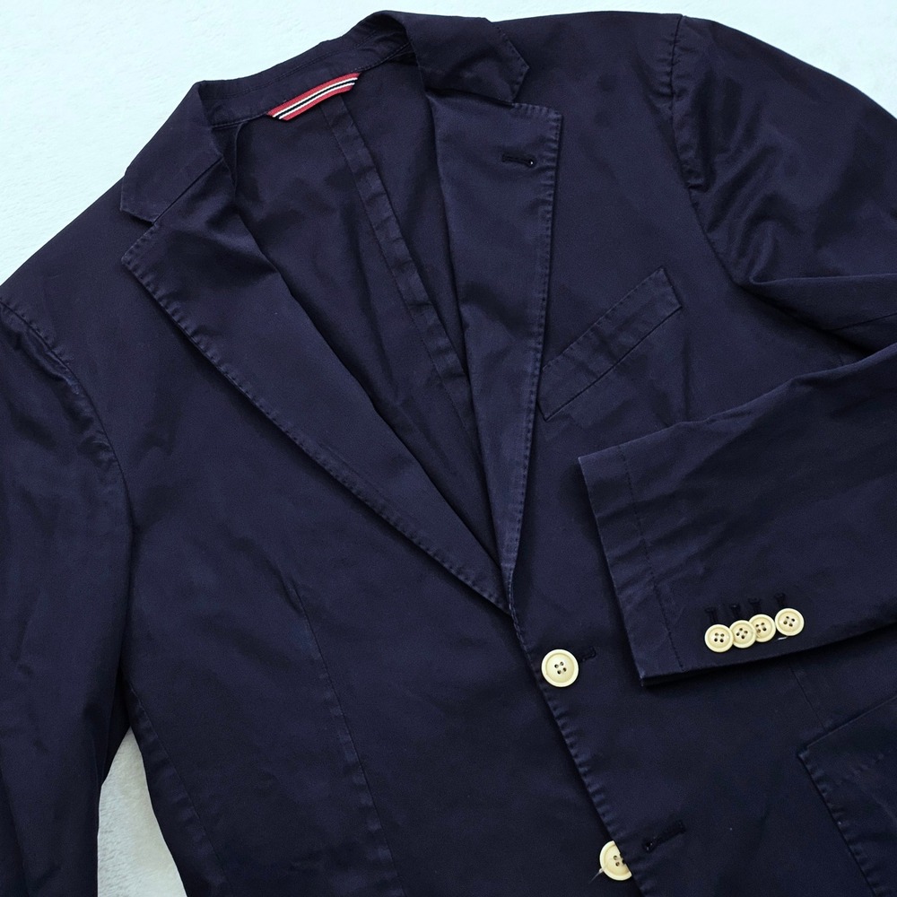 Emile Lafaurie Blazer Mens 38S Navy Blue Cotton Stretch Casual Dark Academia